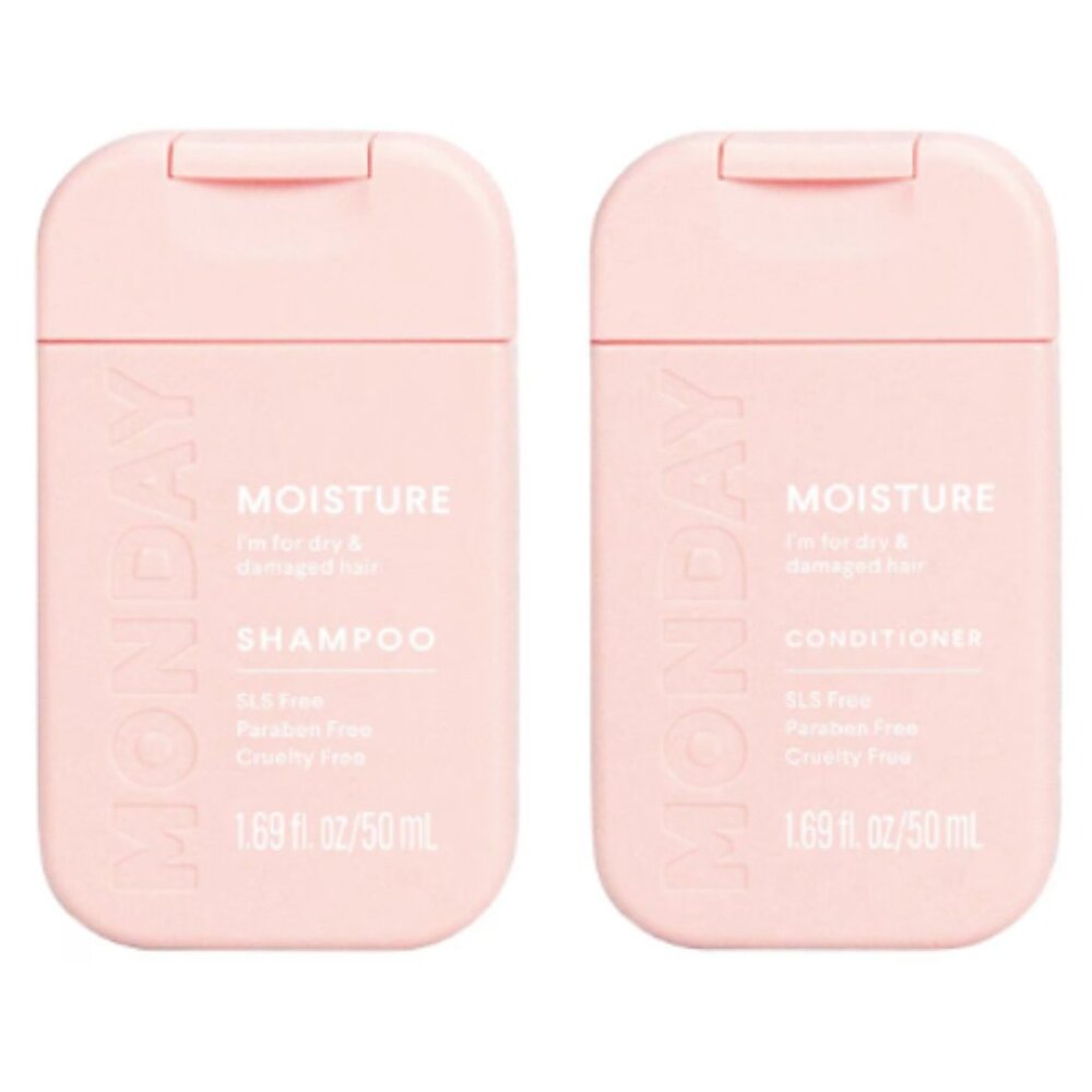 NIB Monday Haircare MOISTURE Shampoo & Conditioner Travel Pack -50ML